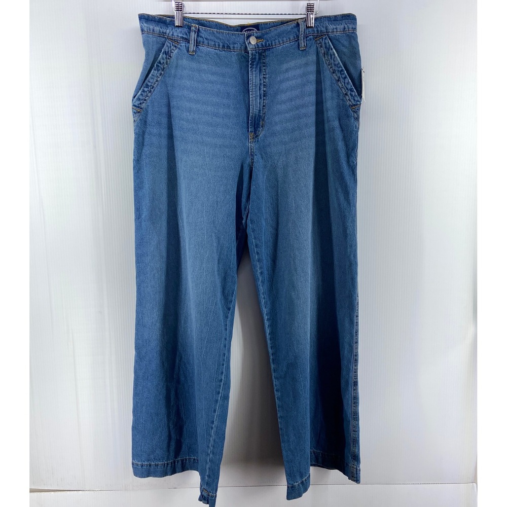 Scoop Slouchy Mid Rise Wide Leg Blue Vintage Drape Denim Jeans Women Plus 16 NWT